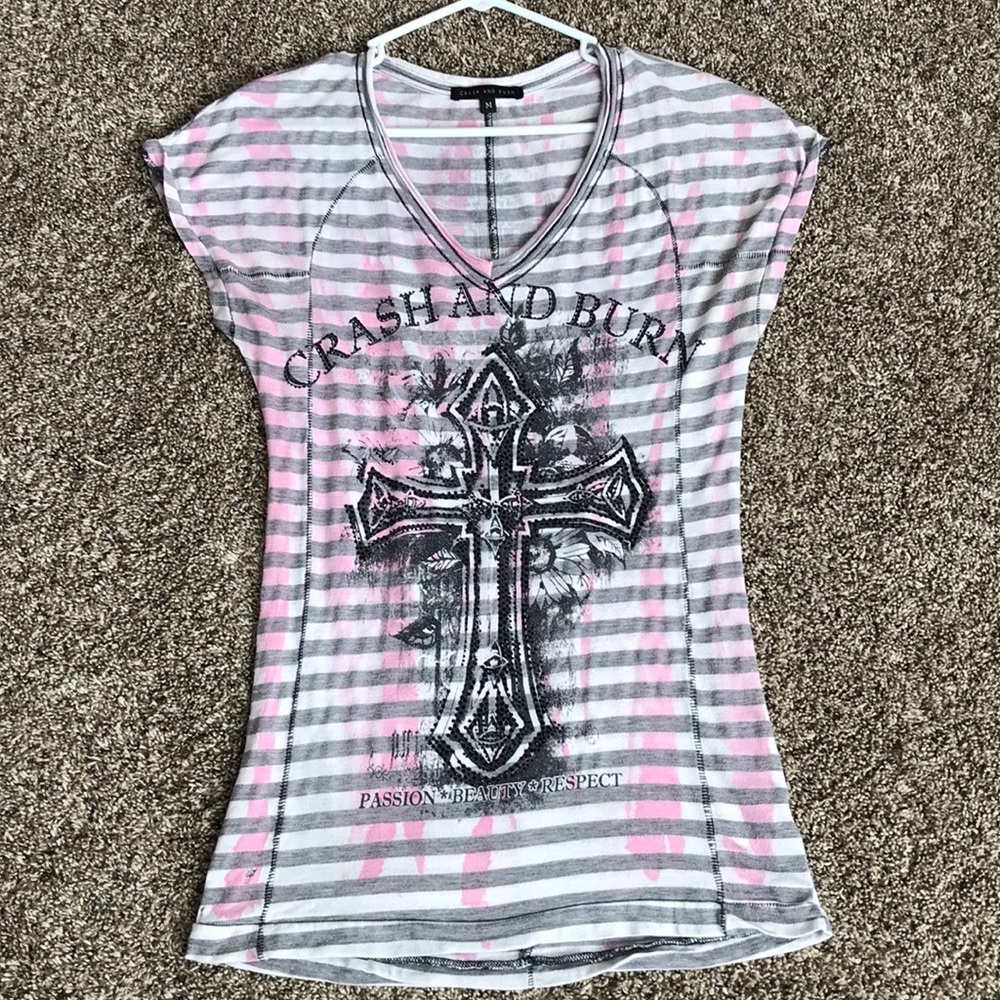 Crash and Burn Short Sleeve Striped T-Shirt